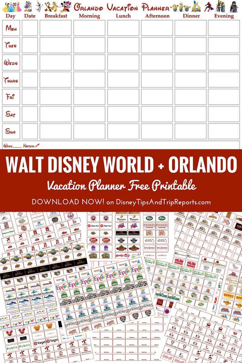 Walt Disney World, Orlando, Florida Vacation Planner - Free Printable